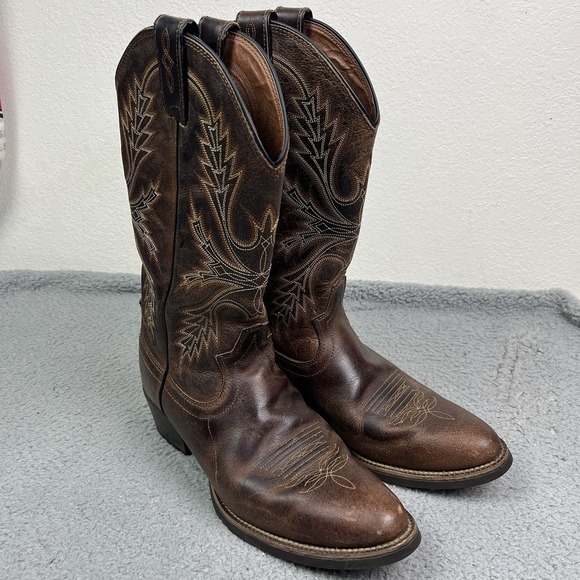 Justin Boots SV2566 Brown Leather Cowboy Western Boots Men's 9D‎ - Picture 1 of 10